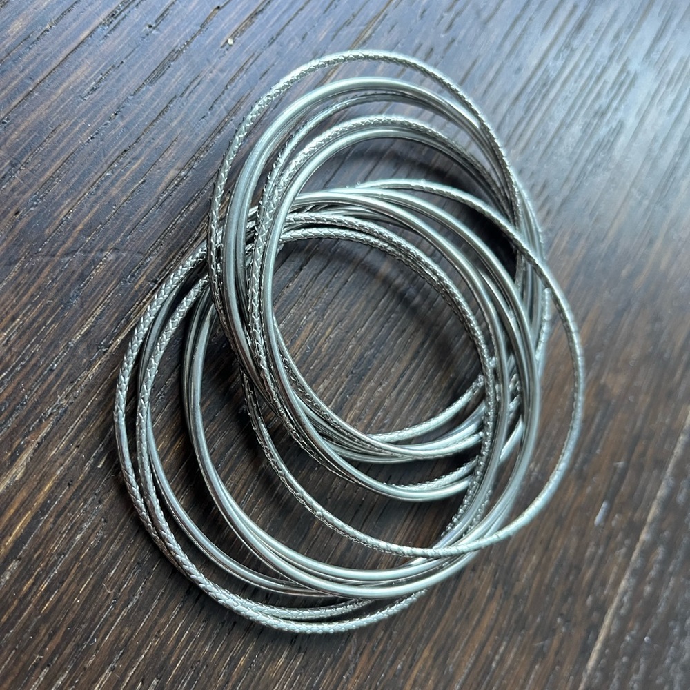 Silver sparkly bangles bracelet